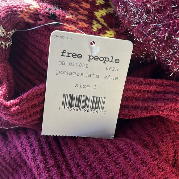 NEW Free People Cabin Fever Sweater Pomegranate Wine Size Large - Picture 6 of 8